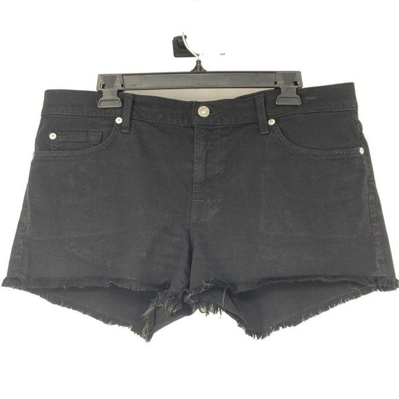 7 For All Mankind Womens Black Denim Cutoff High-Rise Jeans Shorts Size 32 3223 - Picture 2 of 12